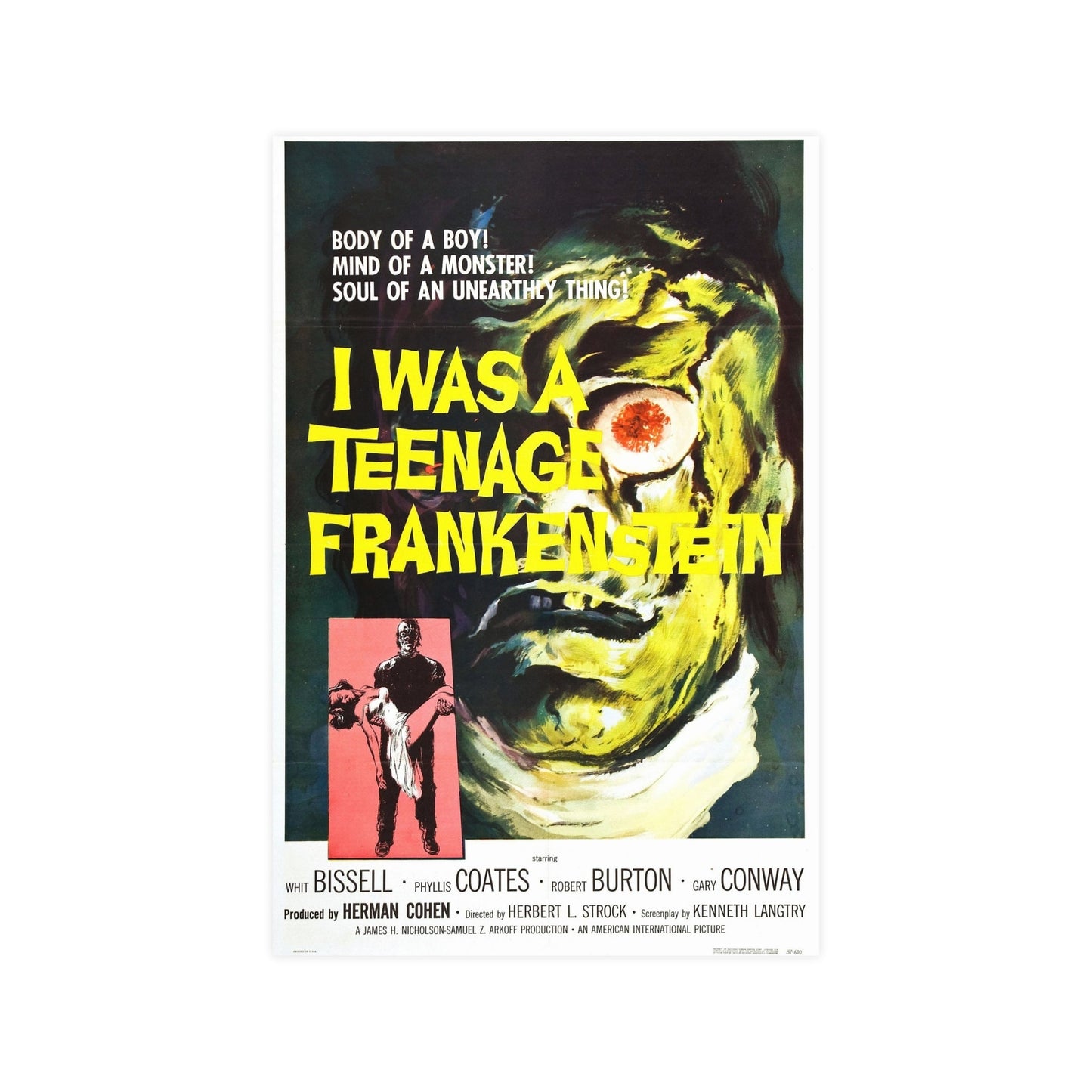 I WAS A TEENAGE FRANKENSTEIN 1957 - Paper Movie Poster-12″ x 18″ (Vertical)-The Sticker Space