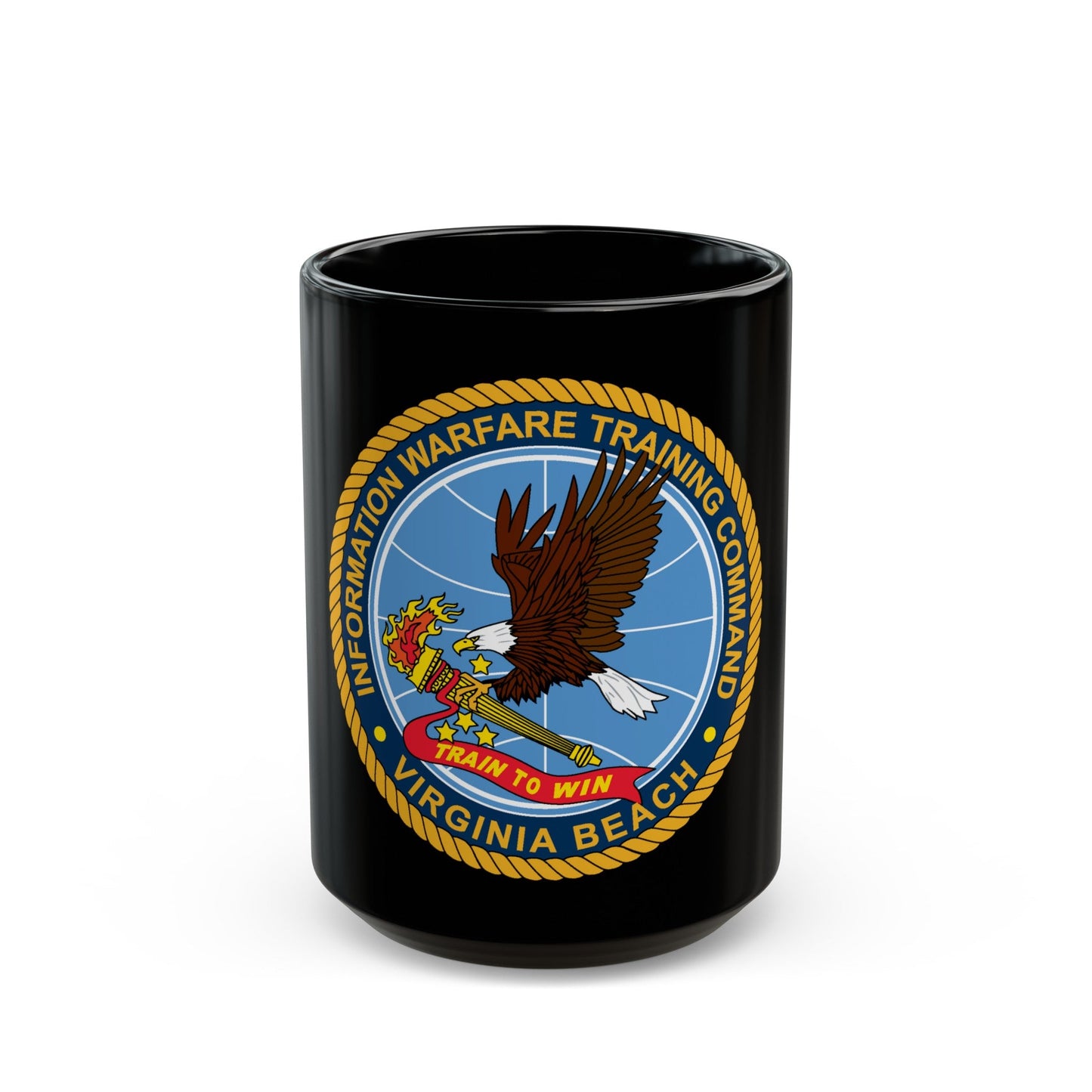 Information Warfare Training Command VA Beach (U.S. Navy) Black Coffee Mug-15oz-The Sticker Space