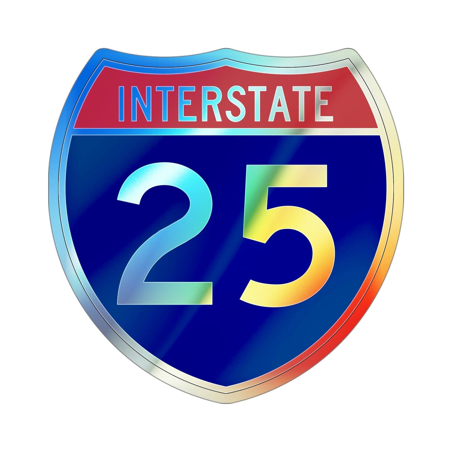 Interstate 25 (U.S. Highways) Holographic STICKER Die-Cut Vinyl Decal-4 Inch-The Sticker Space