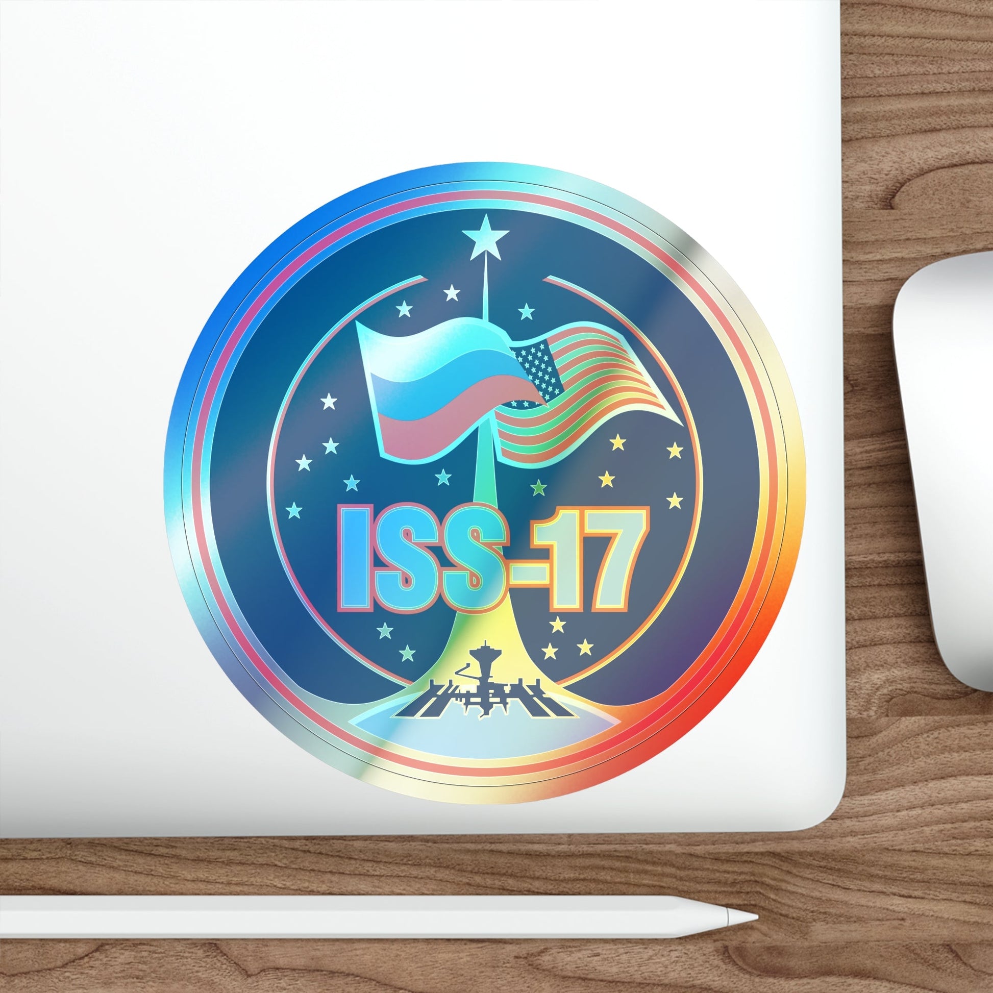 ISS Expedition 17 (NASA) Holographic STICKER Die-Cut Vinyl Decal-The Sticker Space