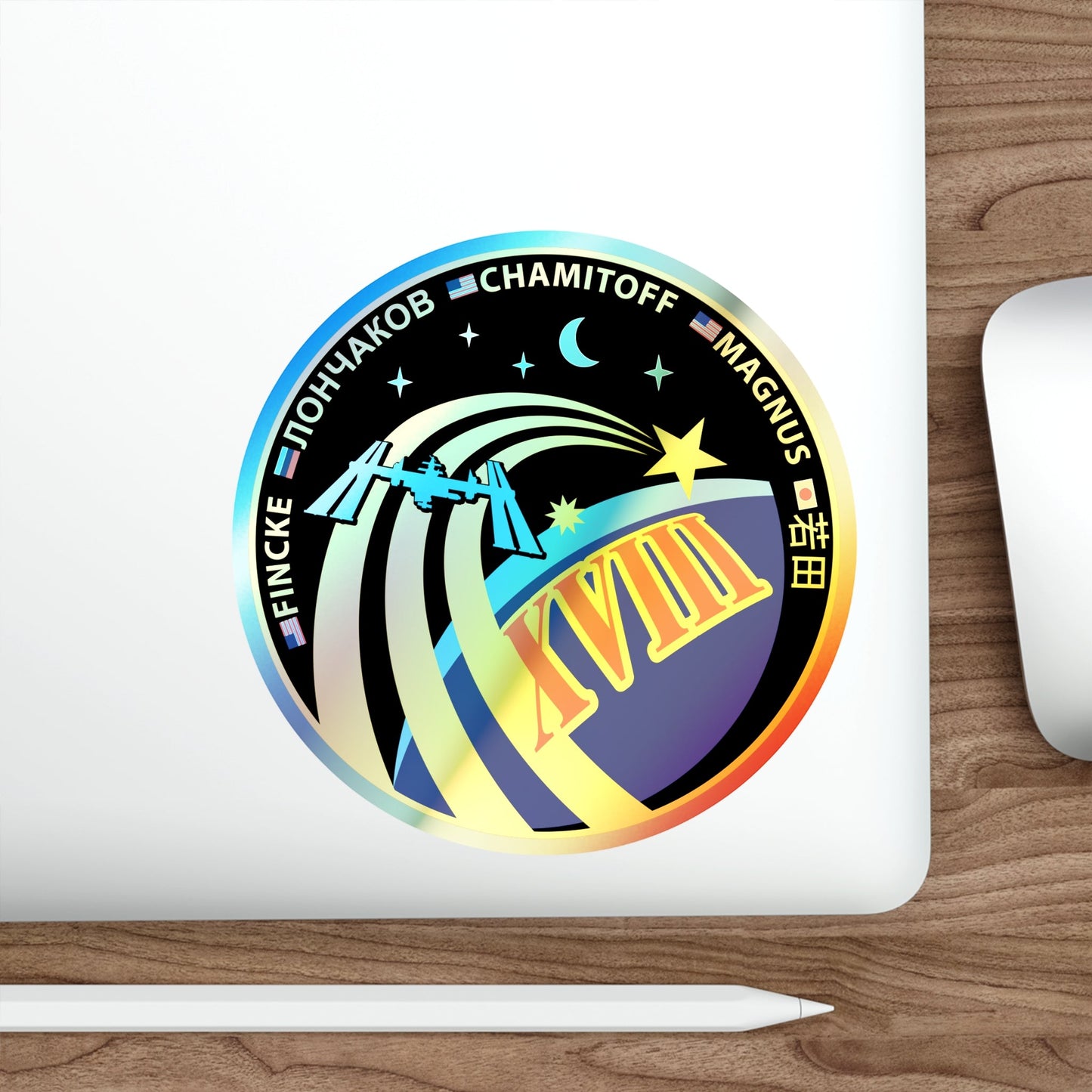 ISS Expedition 18 (NASA) Holographic STICKER Die-Cut Vinyl Decal-The Sticker Space