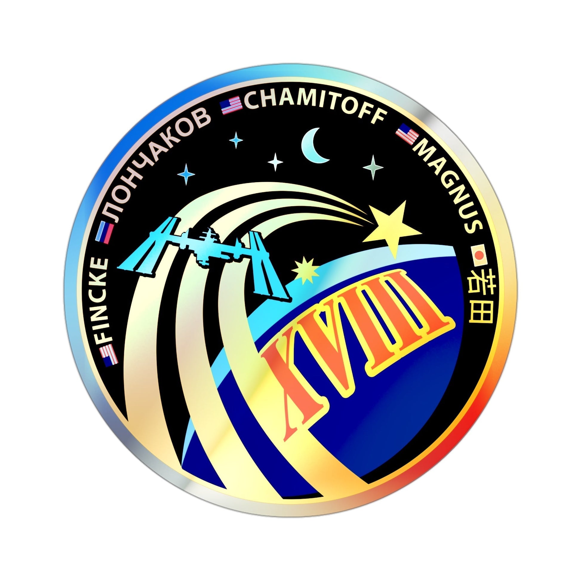 ISS Expedition 18 (NASA) Holographic STICKER Die-Cut Vinyl Decal-3 Inch-The Sticker Space
