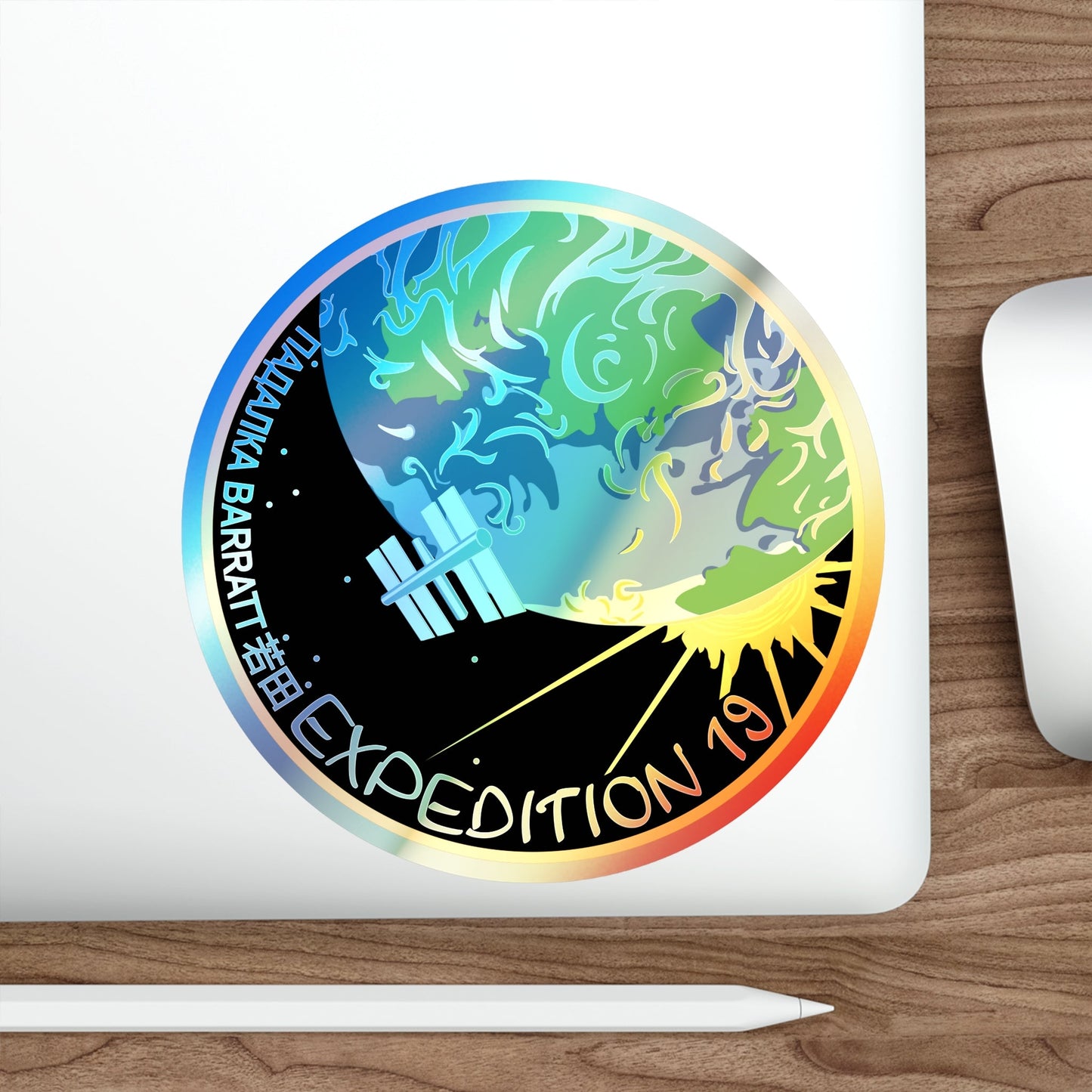 ISS Expedition 19 (NASA) Holographic STICKER Die-Cut Vinyl Decal-The Sticker Space