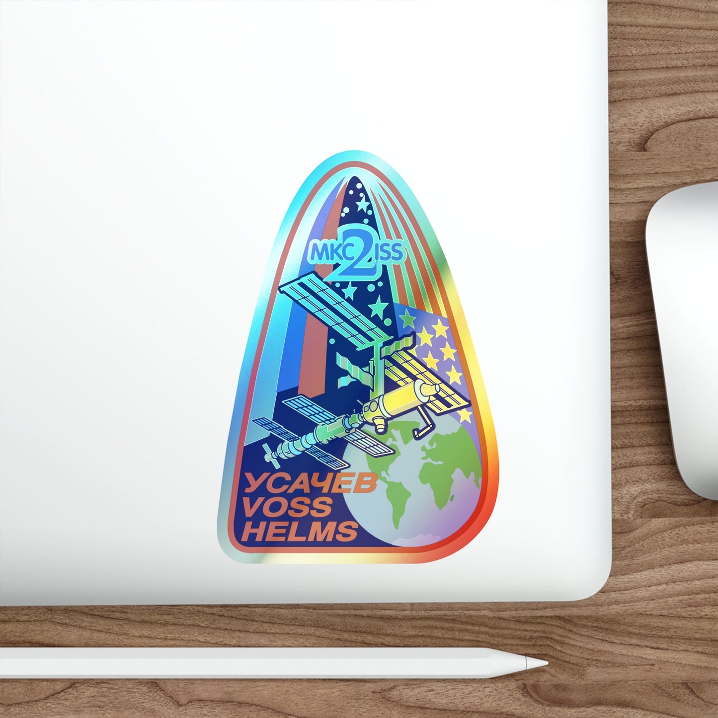 ISS Expedition 2 (NASA) Holographic STICKER Die-Cut Vinyl Decal-The Sticker Space