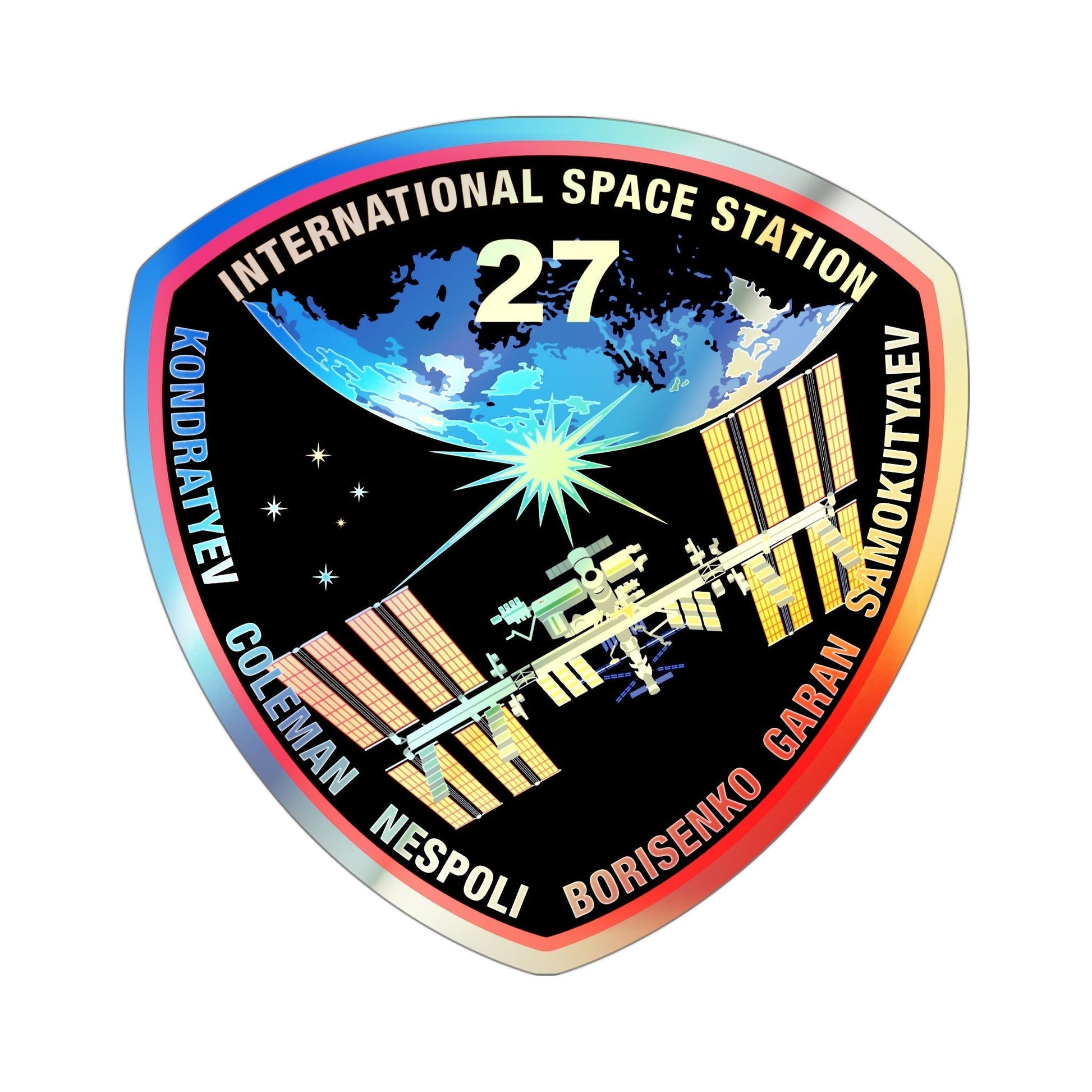 ISS Expedition 27 (NASA) Holographic STICKER Die-Cut Vinyl Decal-4 Inch-The Sticker Space