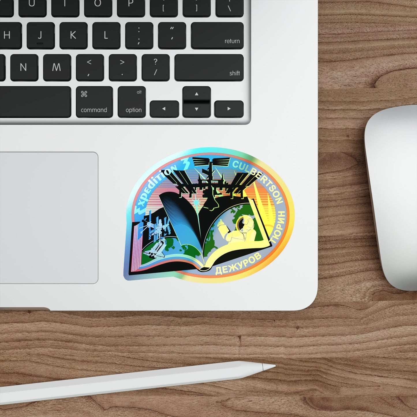 ISS Expedition 3 (NASA) Holographic STICKER Die-Cut Vinyl Decal-The Sticker Space