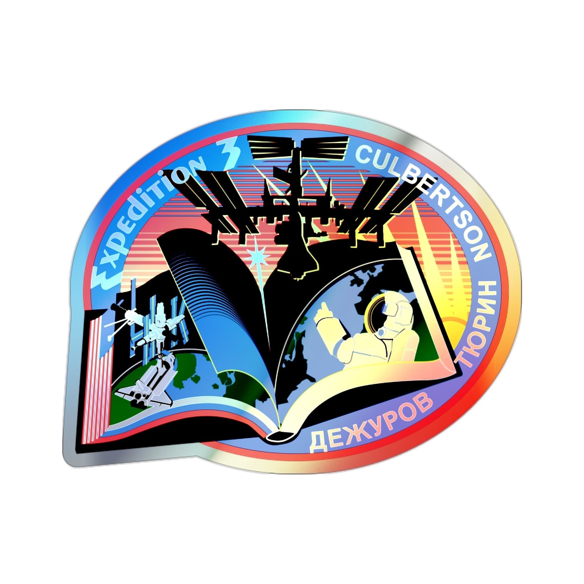ISS Expedition 3 (NASA) Holographic STICKER Die-Cut Vinyl Decal-2 Inch-The Sticker Space