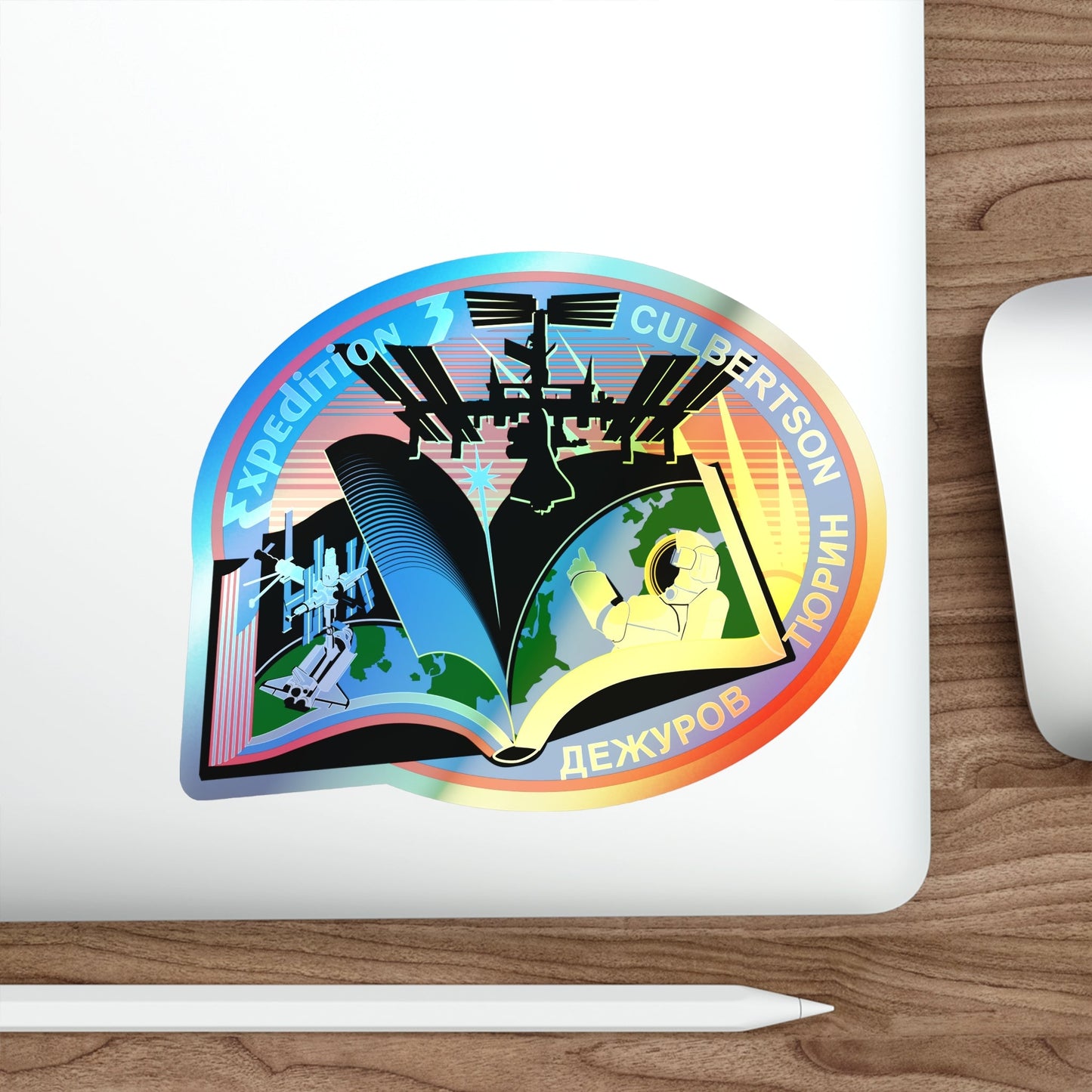 ISS Expedition 3 (NASA) Holographic STICKER Die-Cut Vinyl Decal-The Sticker Space