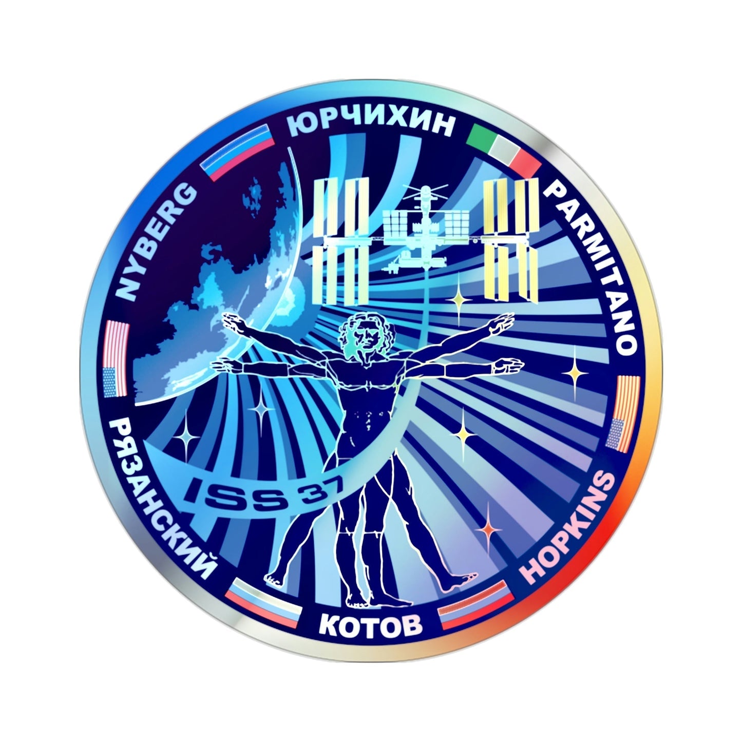 ISS Expedition 37 (NASA) Holographic STICKER Die-Cut Vinyl Decal-2 Inch-The Sticker Space