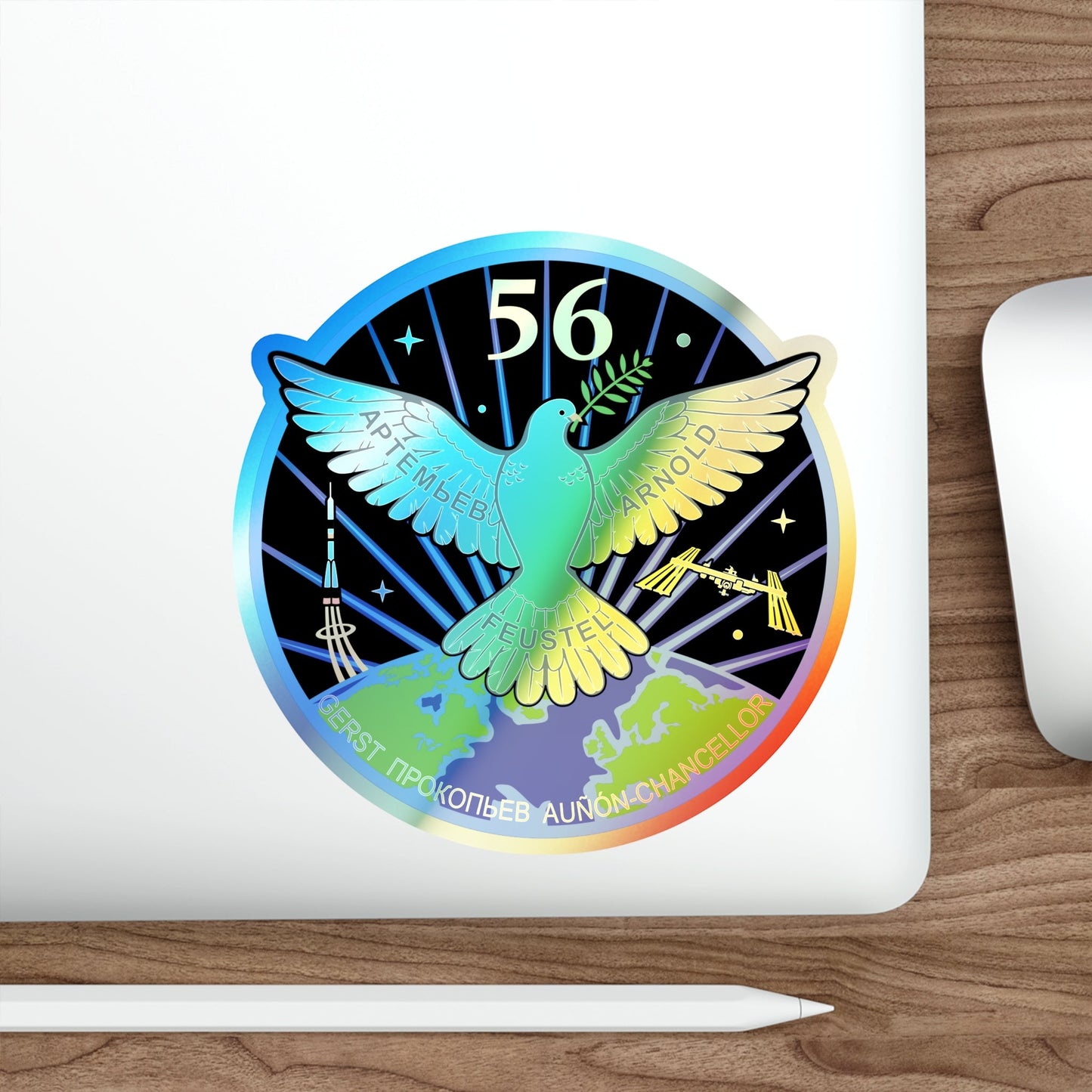 ISS Expedition 56 (NASA) Holographic STICKER Die-Cut Vinyl Decal-The Sticker Space