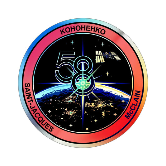ISS Expedition 58 (NASA) Holographic STICKER Die-Cut Vinyl Decal-6 Inch-The Sticker Space