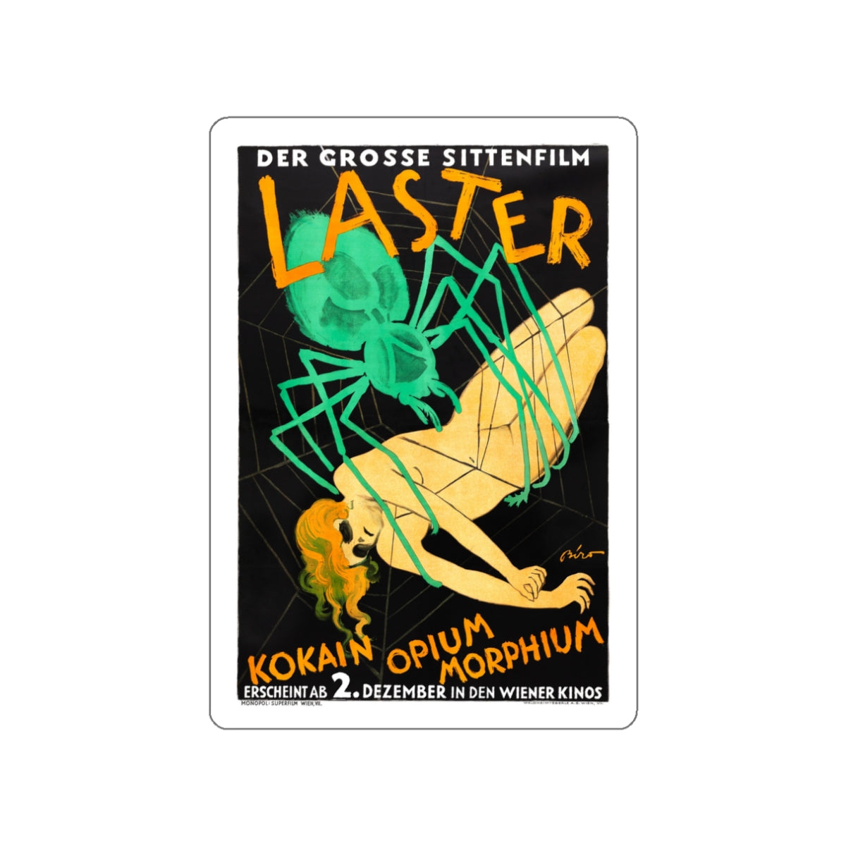 LUSTS OF MANKIND (AUSTRIA) 1927 Movie Poster STICKER Vinyl Die-Cut Decal-3 Inch-The Sticker Space