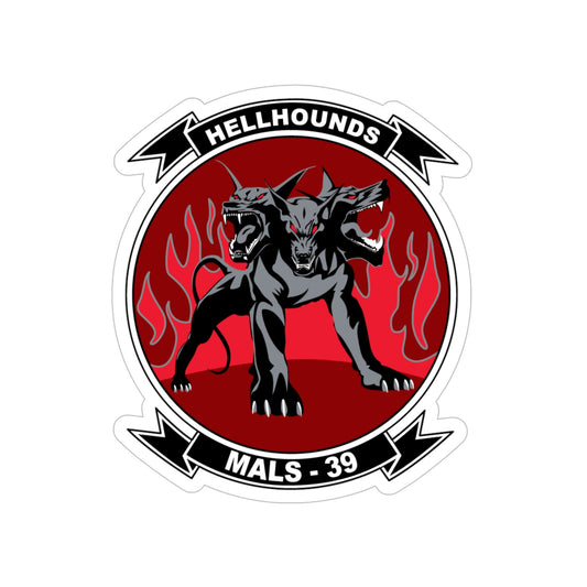 MALS 39 Hellhounds (USMC) Transparent STICKER Die-Cut Vinyl Decal-6 Inch-The Sticker Space