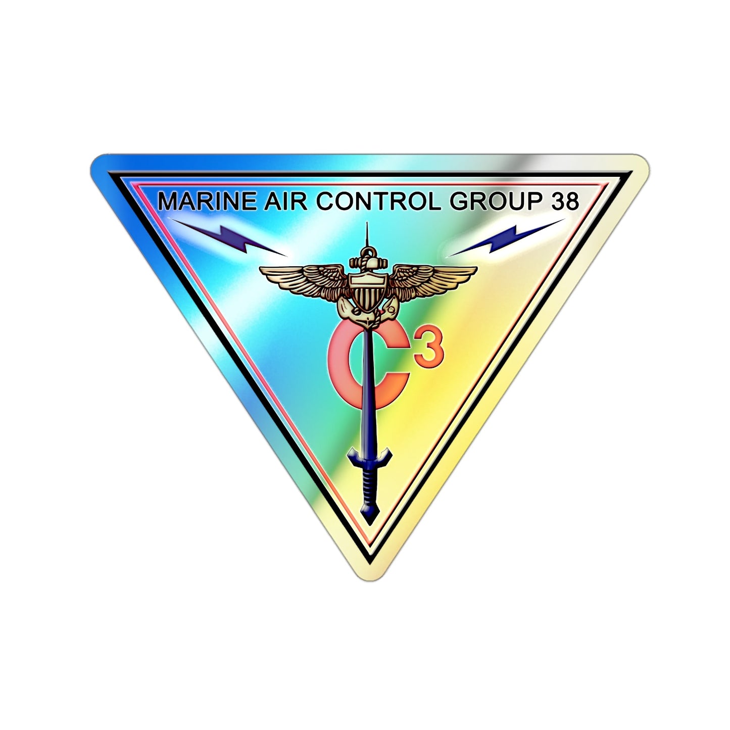 Marine Air Control Group 38 (USMC) Holographic STICKER Die-Cut Vinyl Decal-3 Inch-The Sticker Space