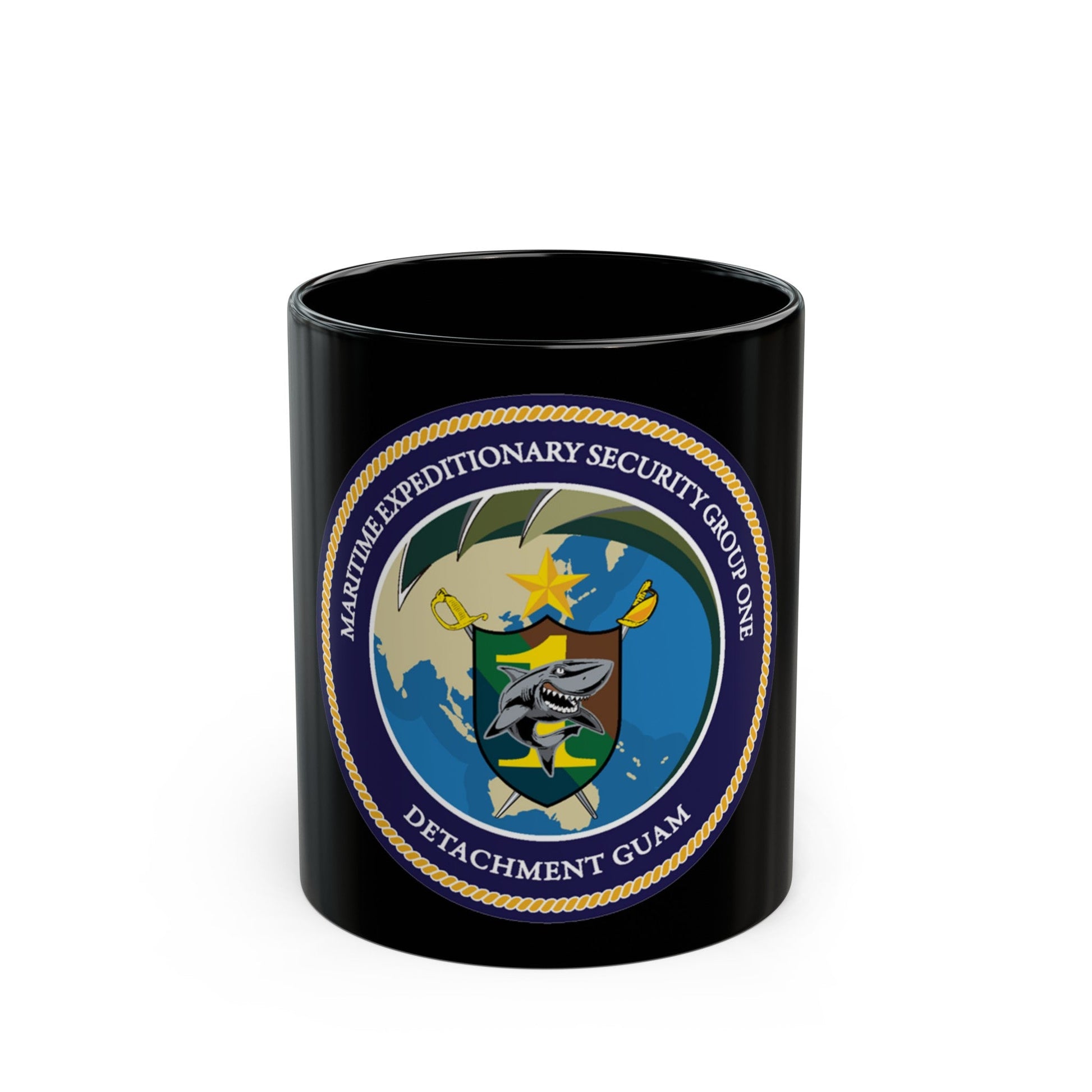 MESG 1 Det Guam Maritime Expeditionary Security Group One (U.S. Navy) Black Coffee Mug-11oz-The Sticker Space