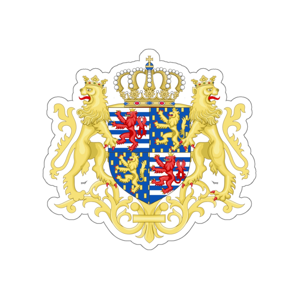 Middle coat of arms of the Grand Duke of Luxembourg (2000) STICKER Vinyl Die-Cut Decal-White-The Sticker Space