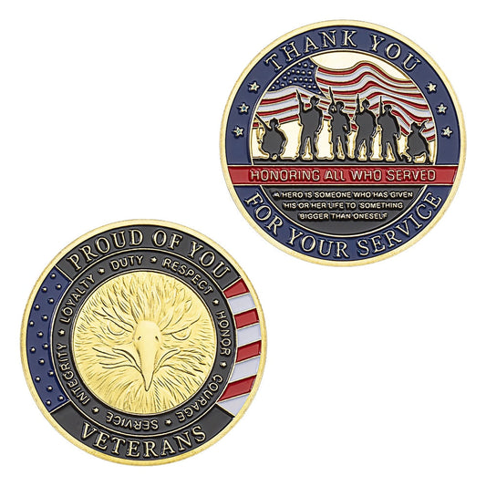Military Veterans "Thank You for Your Service" - Gold Plated Challenge Coin-The Sticker Space