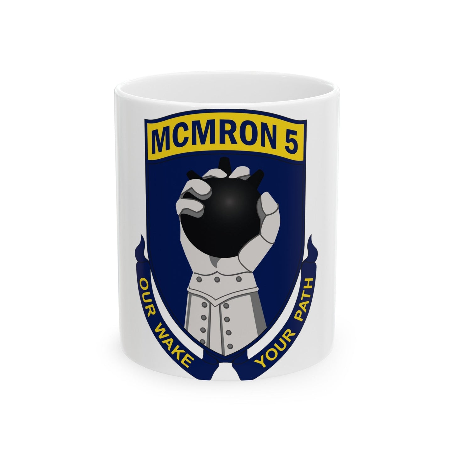 Mine Countermeasures Squadron Five (U.S. Navy) White Coffee Mug-11oz-The Sticker Space