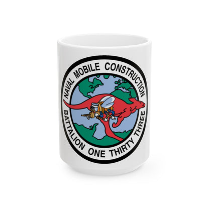 Mobile Construction Bn 133 NMCB 133 Seabee (U.S. Navy) White Coffee Mug-15oz-The Sticker Space