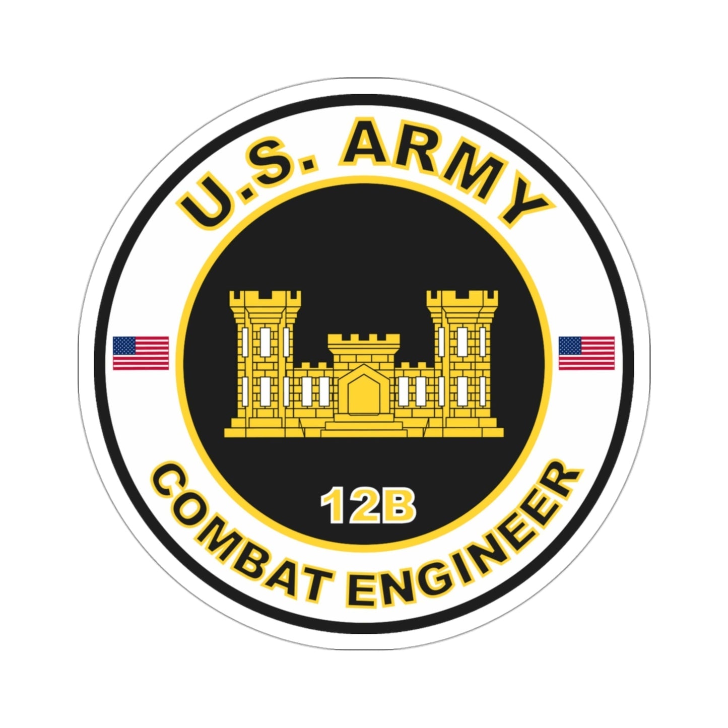 MOS 12B Combat Engineer (U.S. Army) STICKER Vinyl Die-Cut Decal-3 Inch-The Sticker Space