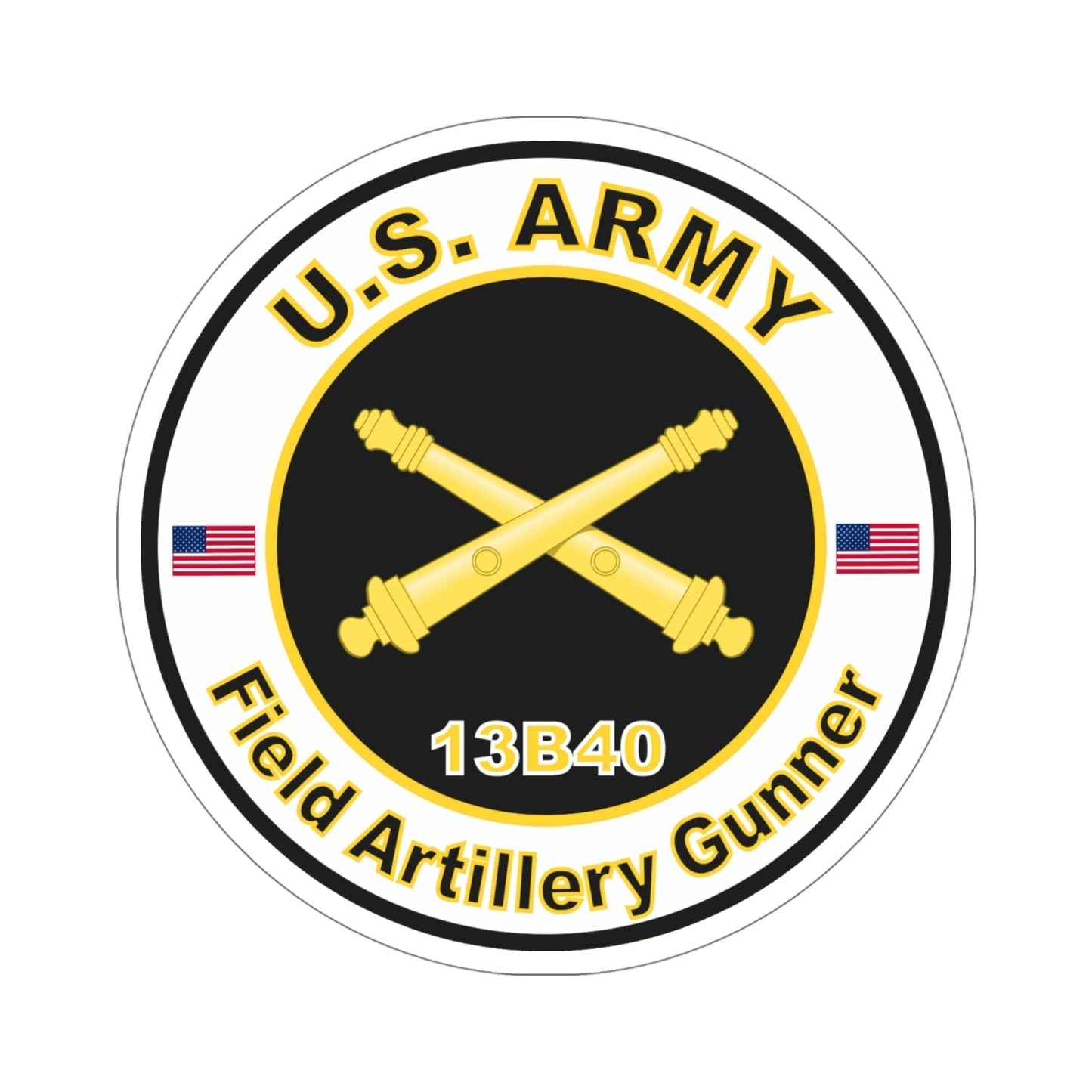 MOS 13B40 Field Artillery Gunner (U.S. Army) STICKER Vinyl Die-Cut Decal-5 Inch-The Sticker Space