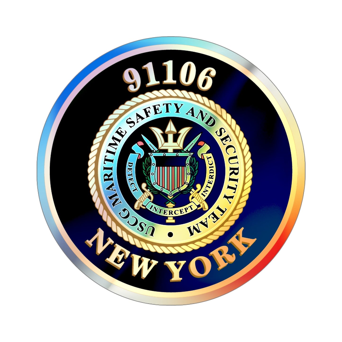 MSST New York 91106 Maritime Safety & Sec Team (U.S. Coast Guard) Holographic STICKER Die-Cut Vinyl Decal-5 Inch-The Sticker Space