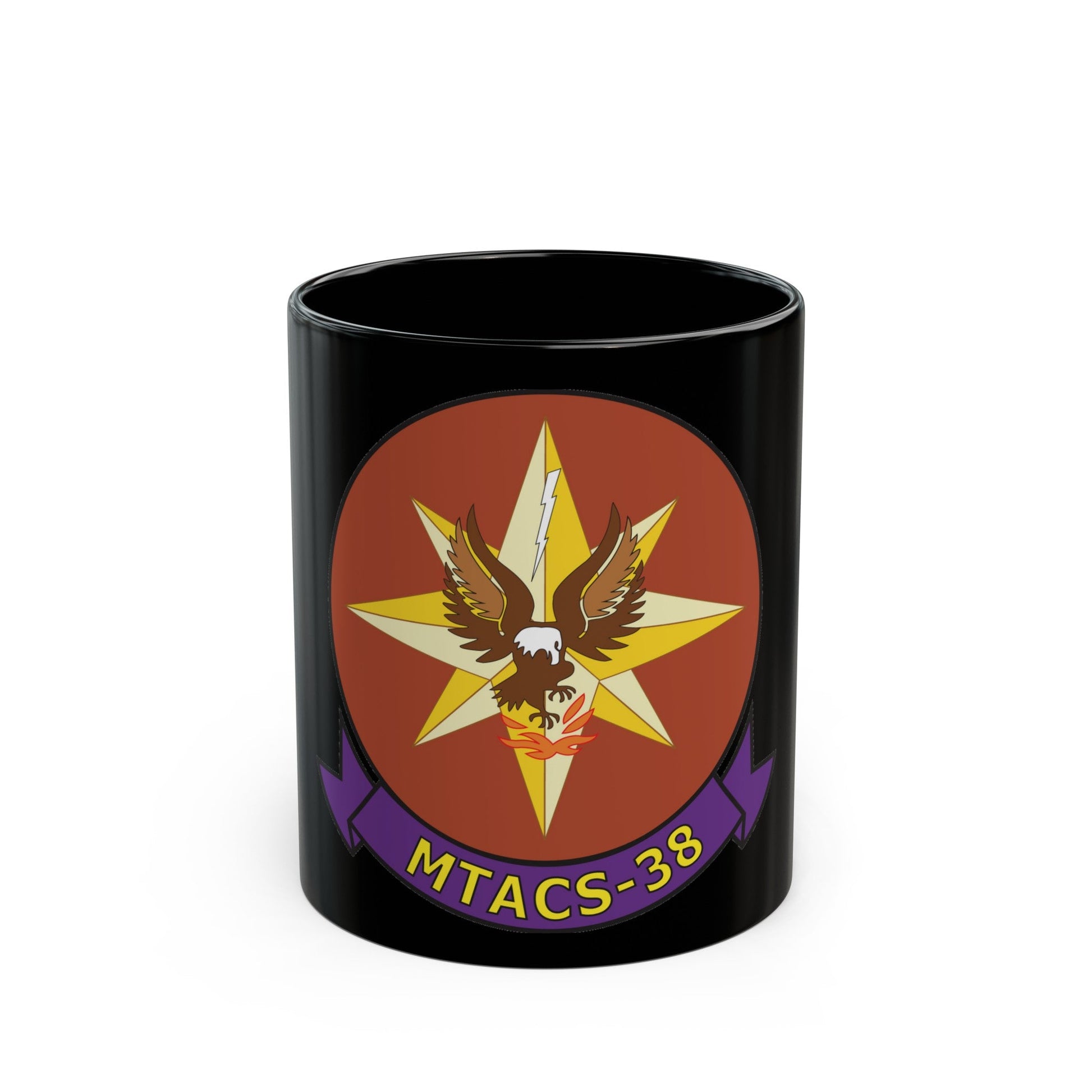 MTACS 38 Fire Chickens (USMC) Black Coffee Mug-11oz-The Sticker Space