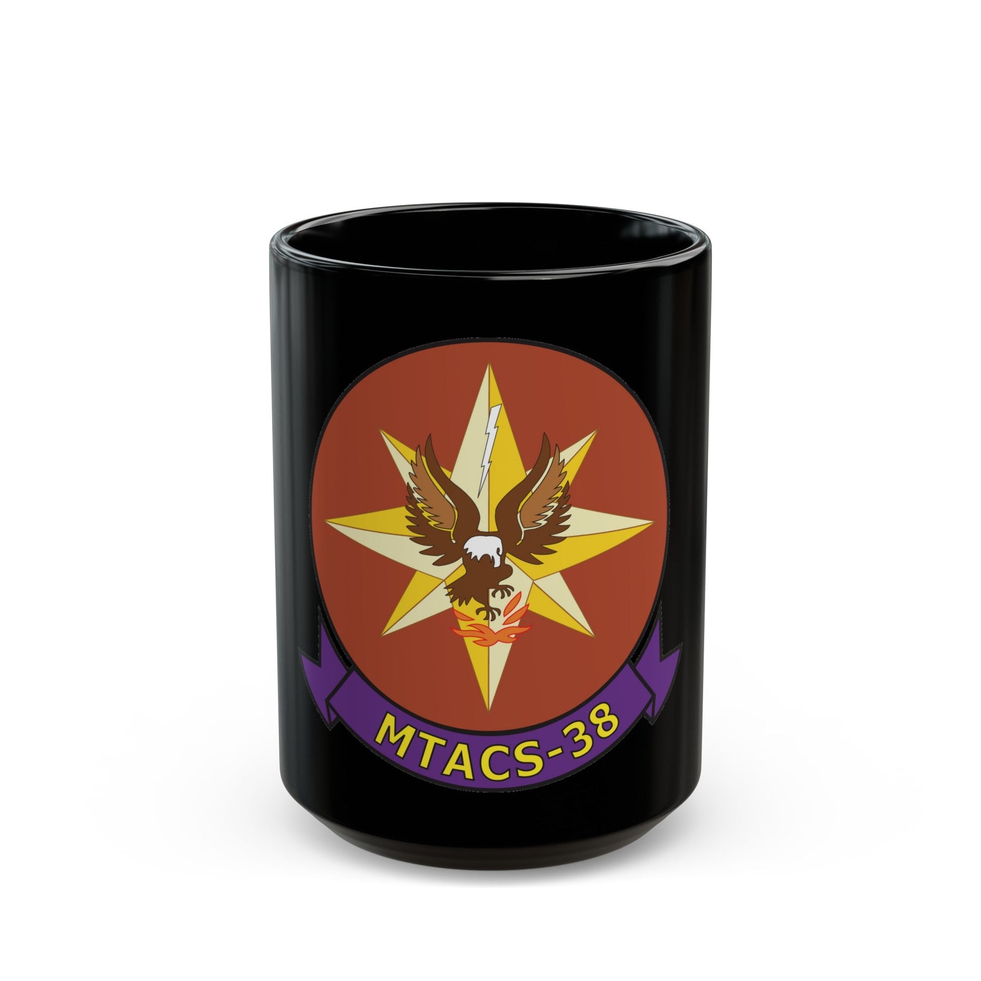 MTACS 38 Fire Chickens (USMC) Black Coffee Mug-15oz-The Sticker Space
