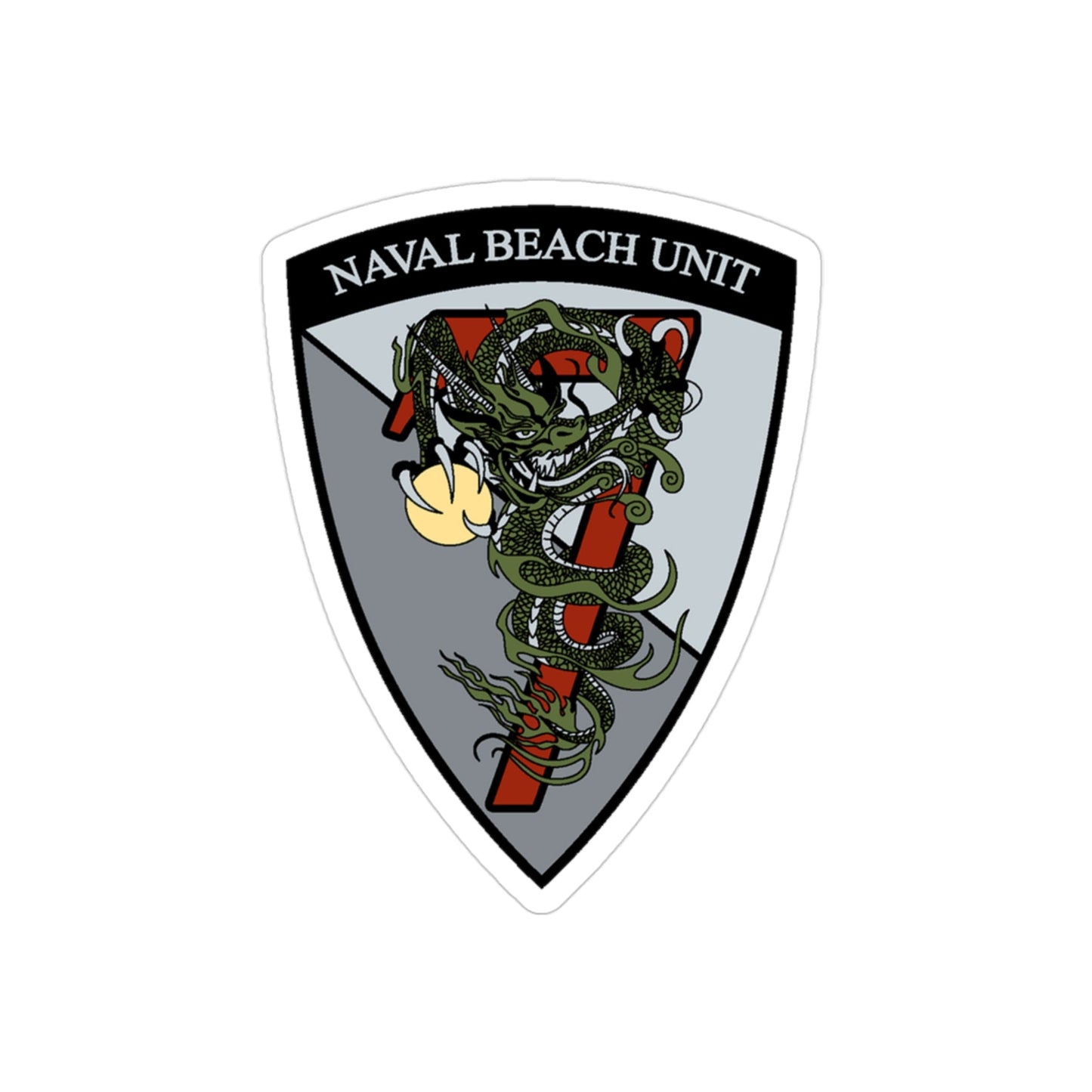 Naval Beach Unit 7 v2 Shield (U.S. Navy) Transparent STICKER Die-Cut Vinyl Decal-3 Inch-The Sticker Space