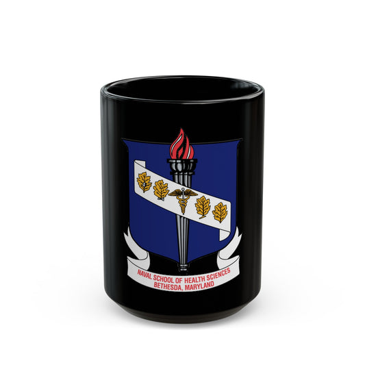 Naval School Of Health Science Bethesda Maryland (U.S. Navy) Black Coffee Mug-15oz-The Sticker Space