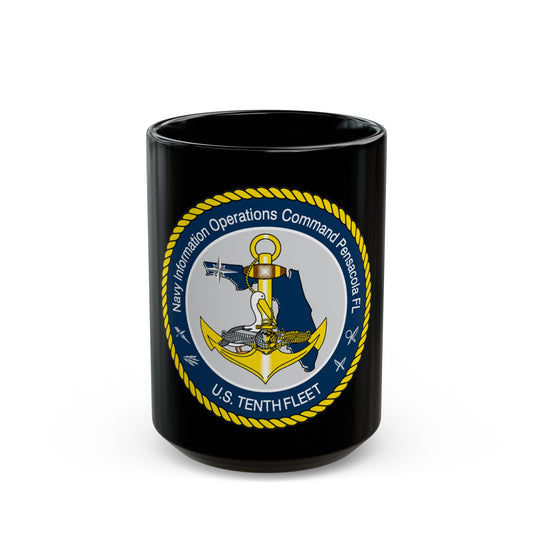 Navy Information Operations Command Pensacola FL US Tenth Fleet (U.S. Navy) Black Coffee Mug-15oz-The Sticker Space