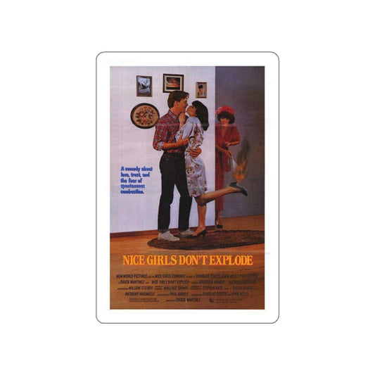 NICE GIRLS DON'T EXPLODE 1987 Movie Poster STICKER Vinyl Die-Cut Decal-White-The Sticker Space