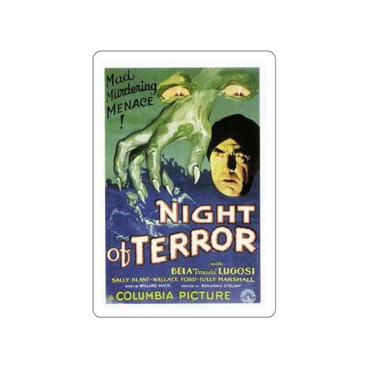 NIGHT OF TERROR 1933 Movie Poster STICKER Vinyl Die-Cut Decal-White-The Sticker Space