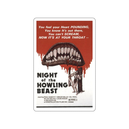 NIGHT OF THE HOWLING BEAST (WEREWOLF AND THE YETI) 1975 Movie Poster STICKER Vinyl Die-Cut Decal-White-The Sticker Space