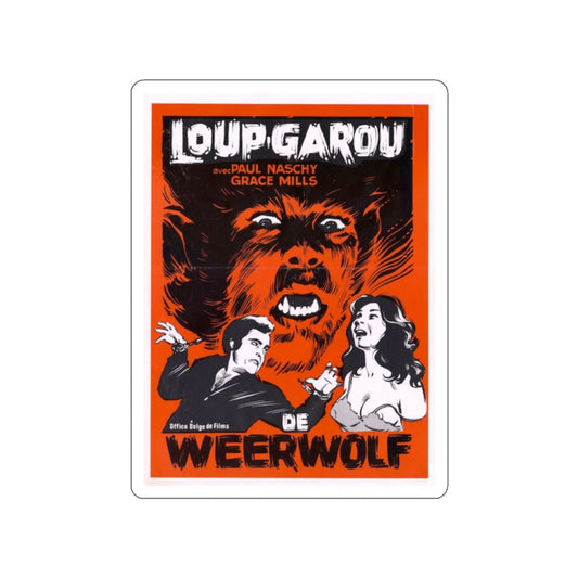 NIGHT OF THE HOWLING BEAST (WEREWOLF AND THE YETI) BELGIAN 1975 Movie Poster STICKER Vinyl Die-Cut Decal-White-The Sticker Space