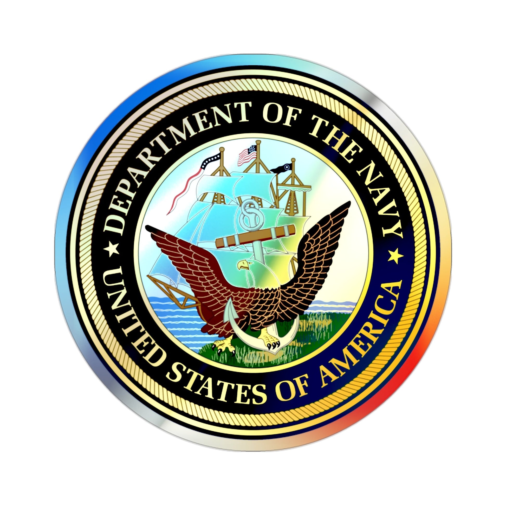 Official Seal of the Department of the Navy (U.S. Navy) Holographic STICKER Die-Cut Vinyl Decal-2 Inch-The Sticker Space
