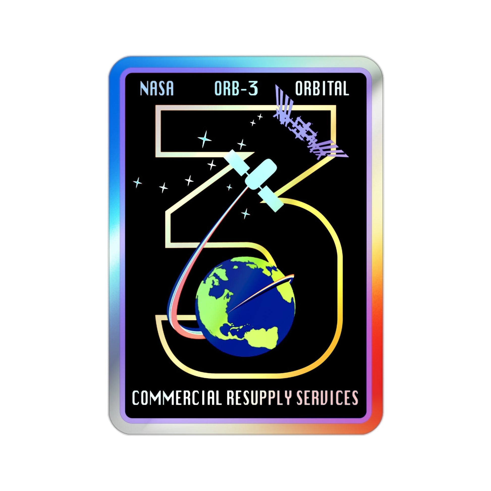 Orbital Sciences CRS Flight 3 (SpaceX) Holographic STICKER Die-Cut Vinyl Decal-2 Inch-The Sticker Space
