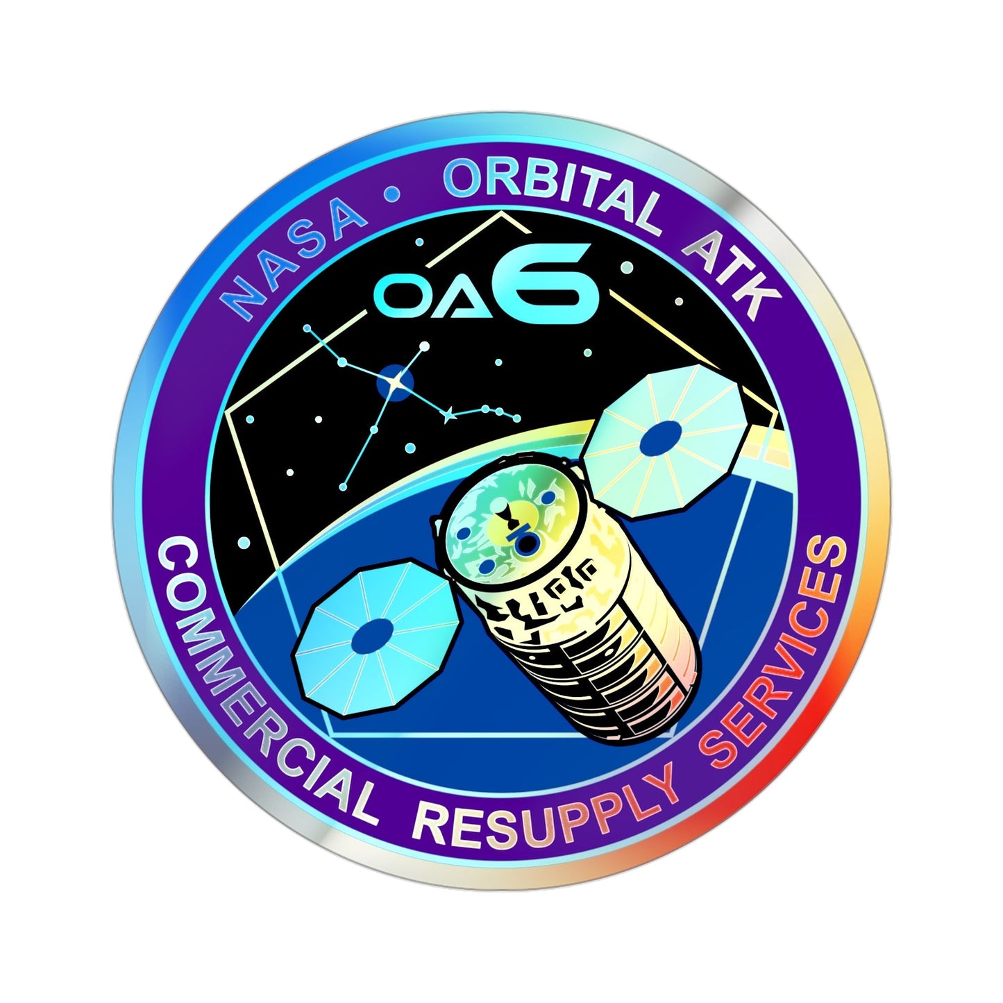 Orbital Sciences CRS Flight 6 (SpaceX) Holographic STICKER Die-Cut Vinyl Decal-3 Inch-The Sticker Space