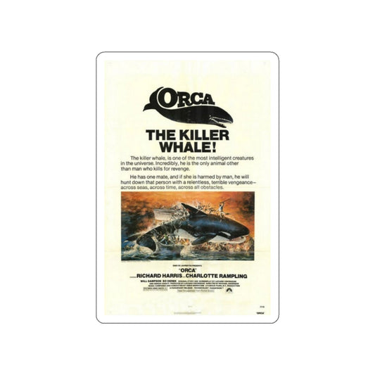 ORCA-THE KILLER WHALE 1977 Movie Poster STICKER Vinyl Die-Cut Decal-White-The Sticker Space