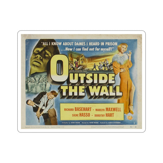 Outside the Wall 1950 v2 Movie Poster STICKER Vinyl Die-Cut Decal-6 Inch-The Sticker Space