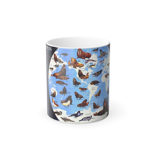 Pinnipeds Around the World (1987) (Map) Color Changing Mug 11oz-11oz-The Sticker Space