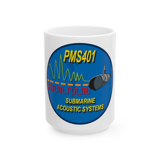PMS401 Submarine Acoustic Systems (U.S. Navy) White Coffee Mug-15oz-The Sticker Space
