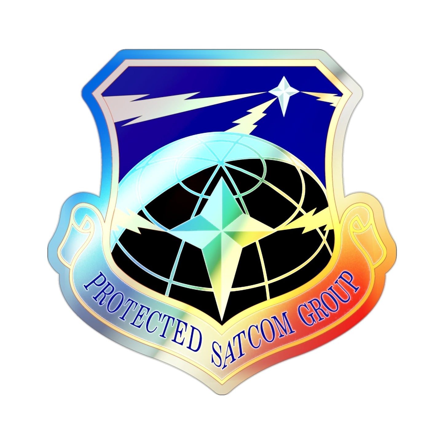 Protected SATCOM Group (U.S. Air Force) Holographic STICKER Die-Cut Vinyl Decal-2 Inch-The Sticker Space