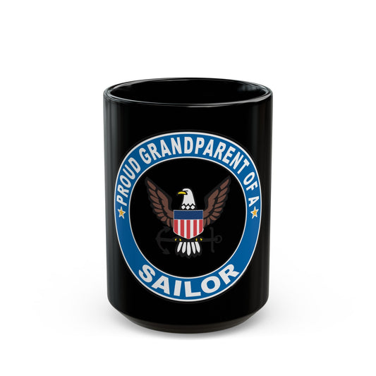 Proud Grandparent of a Sailor (U.S. Navy) Black Coffee Mug-15oz-The Sticker Space