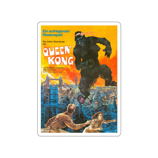 QUEEN KONG (GERMAN) 1976 Movie Poster STICKER Vinyl Die-Cut Decal-White-The Sticker Space