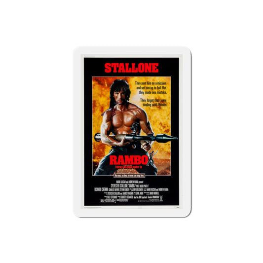 Rambo First Blood Part II 1985 Movie Poster Die-Cut Magnet-2" x 2"-The Sticker Space
