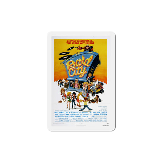 Record City 1978 Movie Poster Die-Cut Magnet-3 Inch-The Sticker Space