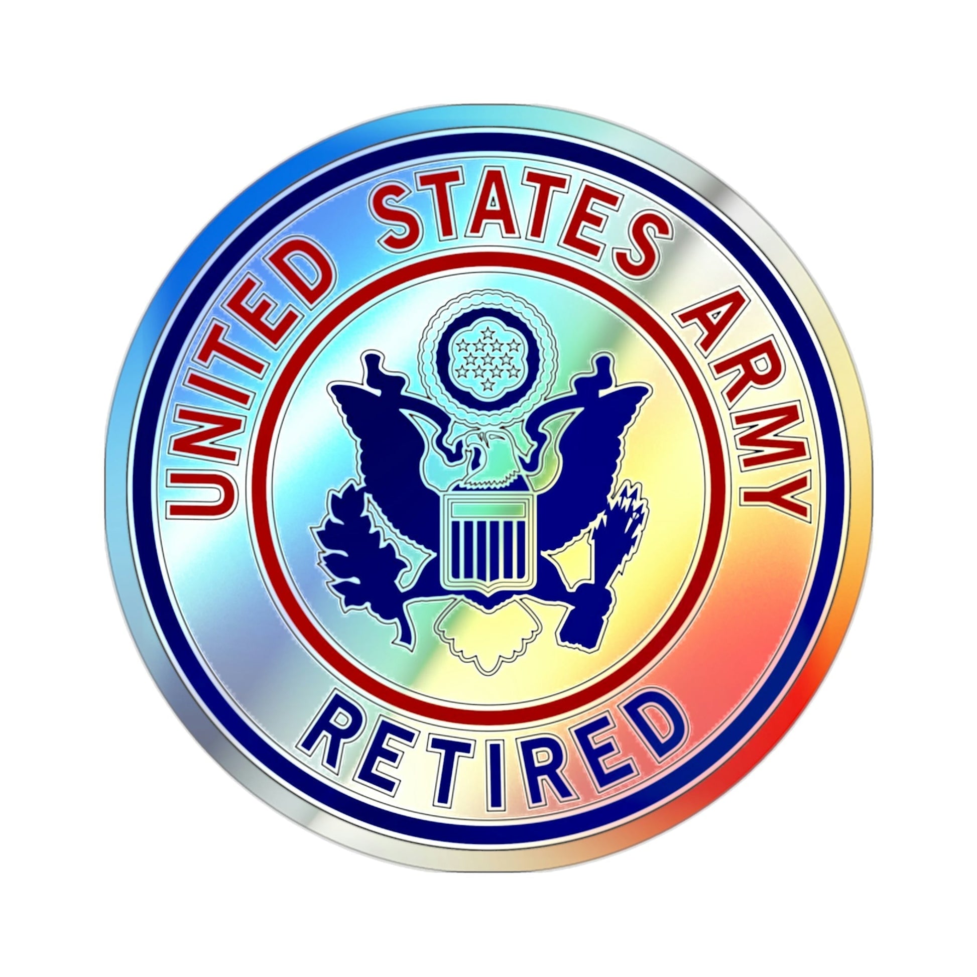 Retired Service Identification Badge 2 (U.S. Army) Holographic STICKER Die-Cut Vinyl Decal-2 Inch-The Sticker Space