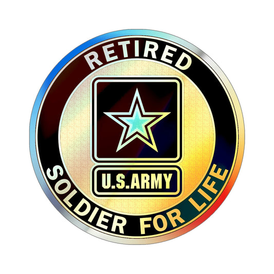 Retired Service Identification Badge (U.S. Army) Holographic STICKER Die-Cut Vinyl Decal-6 Inch-The Sticker Space