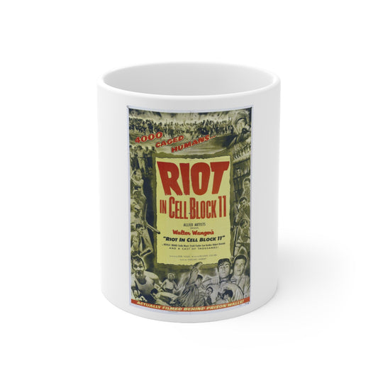 Riot in Cell Block 11 1954 Movie Poster - White Coffee Cup 11oz-11oz-The Sticker Space